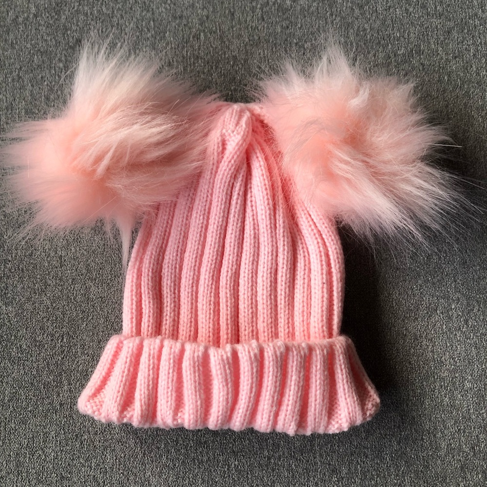 Double Pom Knit Toque ~ Pink ~ Brand New! Size Baby to Toddler